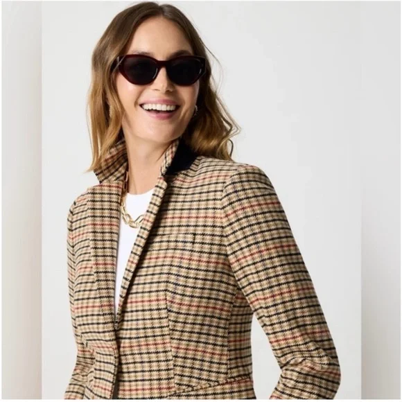 J.Crew Herringbone Wool Blend Schoolboy Blazer Size 4 Classic Tailored Jacket - Picture 2 of 14